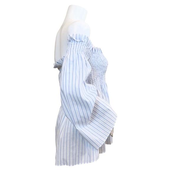 #T159 ASTR The Label REVOLVE Shelby Bell Sleeve Stripe Smocked Top $64 - Picture 11 of 15
